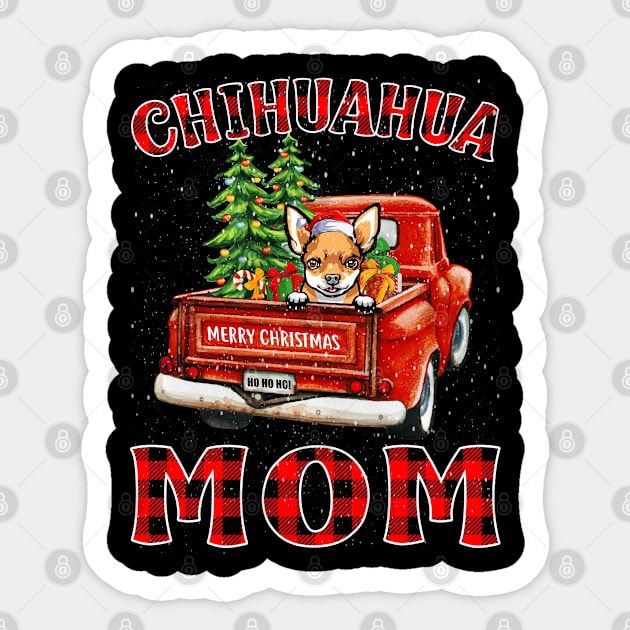 Christmas Chihuahua Mom Santa Hat Truck Tree Plaid Dog Mom Christmas Sticker by intelus